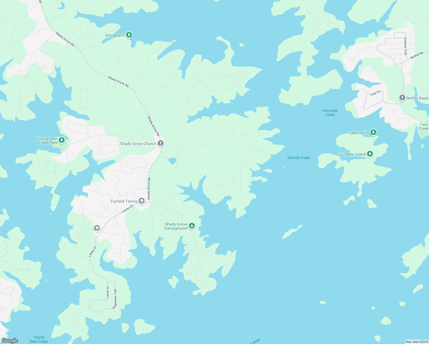 map of restaurants, bars, coffee shops, grocery stores, and more near 7860 Scenic Drive in Cumming
