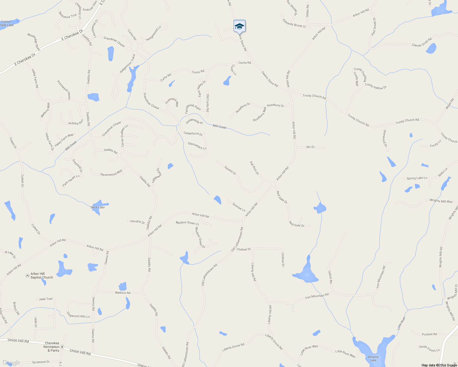 map of restaurants, bars, coffee shops, grocery stores, and more near 123 Equest Drive in Canton