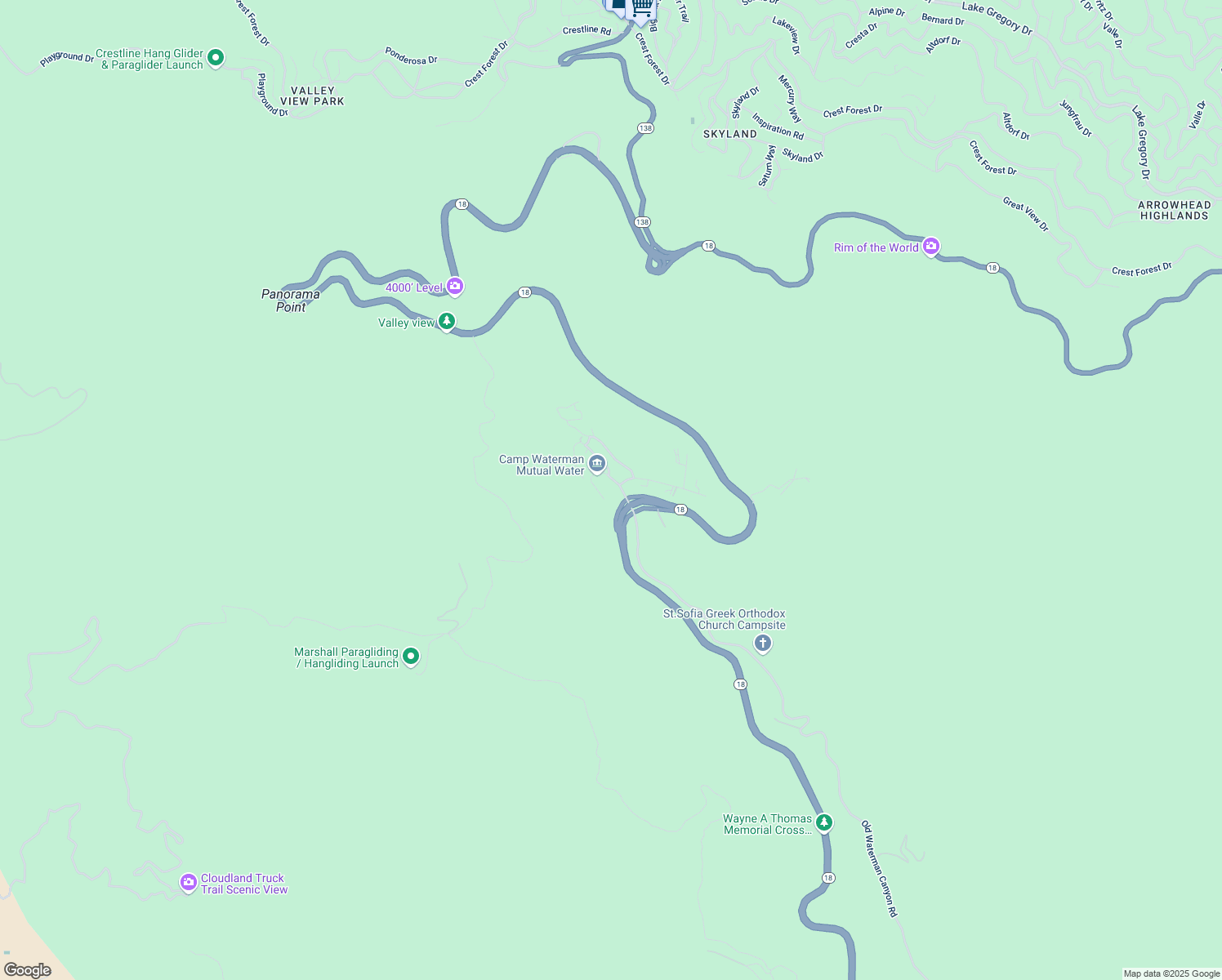 map of restaurants, bars, coffee shops, grocery stores, and more near 1816 Old Waterman Canyon Road in San Bernardino