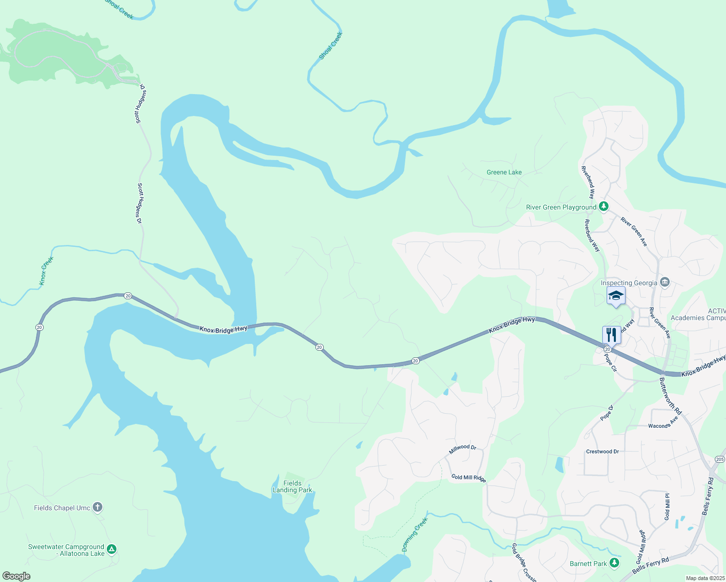map of restaurants, bars, coffee shops, grocery stores, and more near 132 Copper Hills Drive in Canton