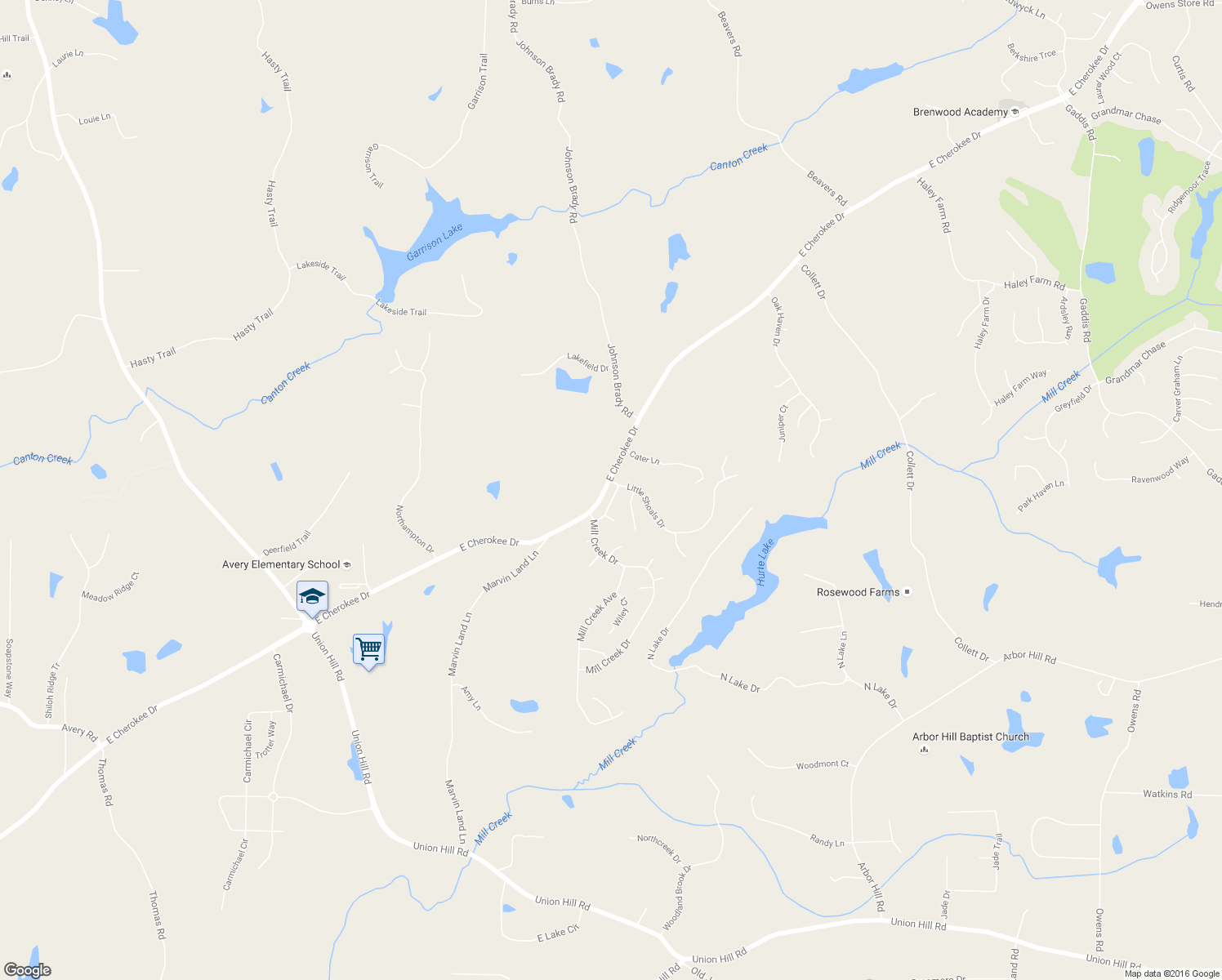 map of restaurants, bars, coffee shops, grocery stores, and more near 213 Toonigh Way in Canton