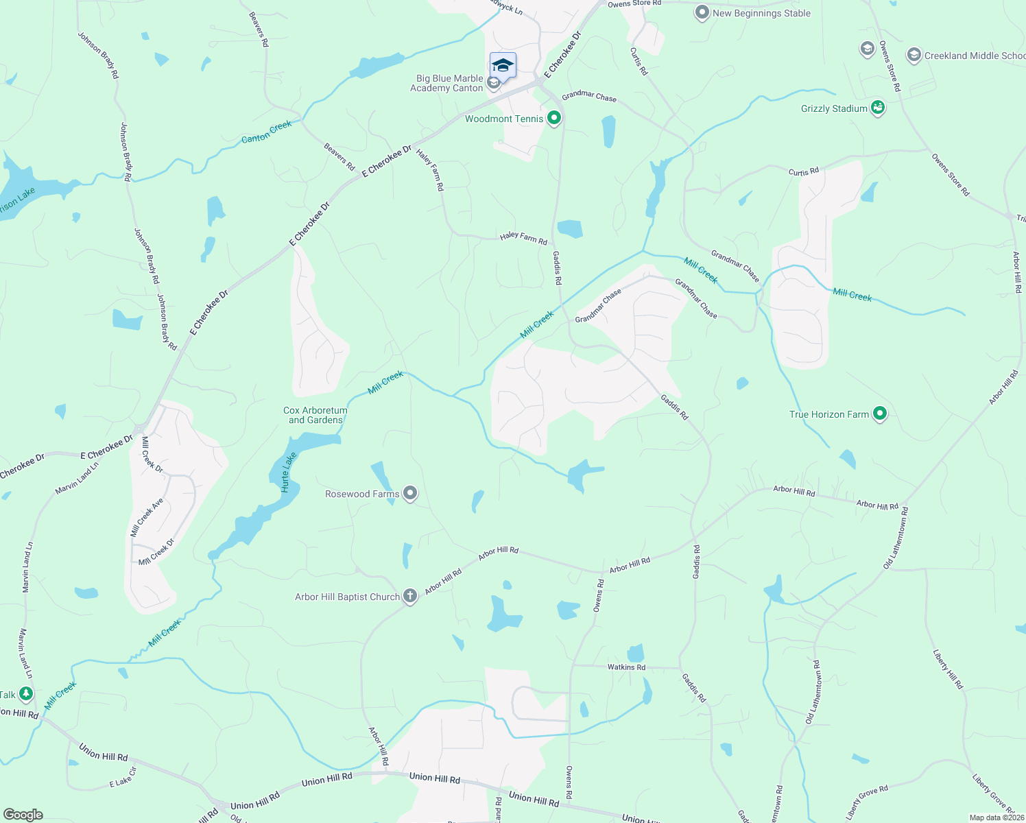 map of restaurants, bars, coffee shops, grocery stores, and more near 708 Park Haven Lane in Canton