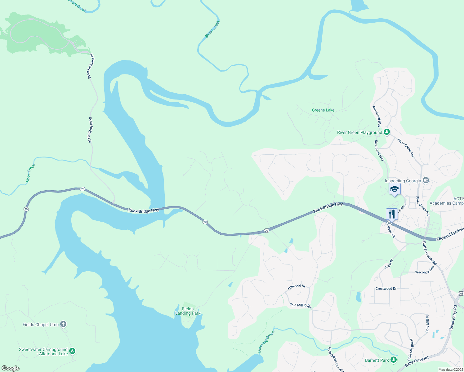 map of restaurants, bars, coffee shops, grocery stores, and more near 132 Copper Hills Drive in Canton