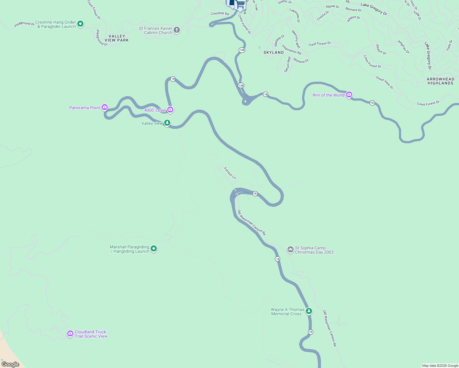 map of restaurants, bars, coffee shops, grocery stores, and more near 1872 Old Waterman Canyon Road in San Bernardino