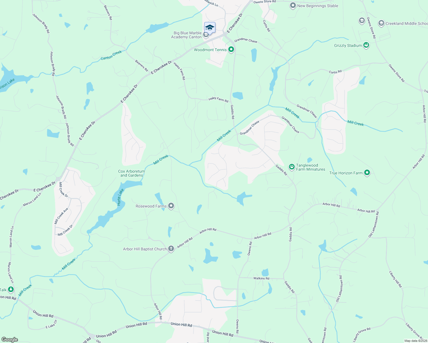 map of restaurants, bars, coffee shops, grocery stores, and more near 708 Park Haven Lane in Canton