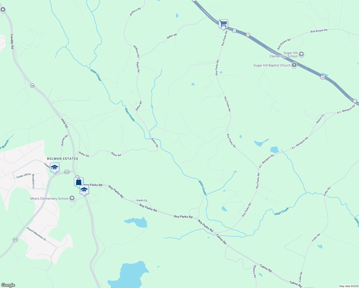 map of restaurants, bars, coffee shops, grocery stores, and more near 3726 Amber Dawn Way in Gainesville