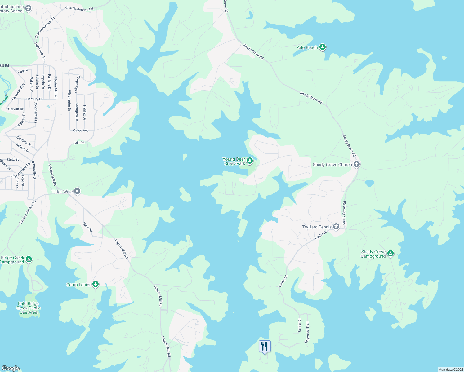 map of restaurants, bars, coffee shops, grocery stores, and more near 7520 Heard Road in Cumming
