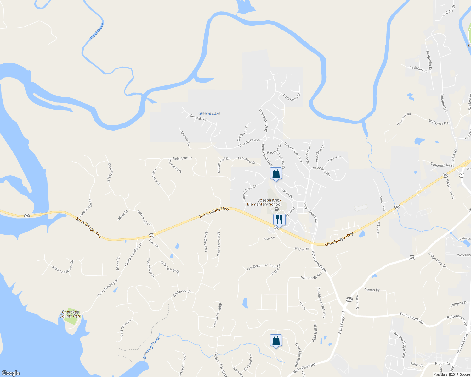 map of restaurants, bars, coffee shops, grocery stores, and more near 105 Bridle Court in Canton