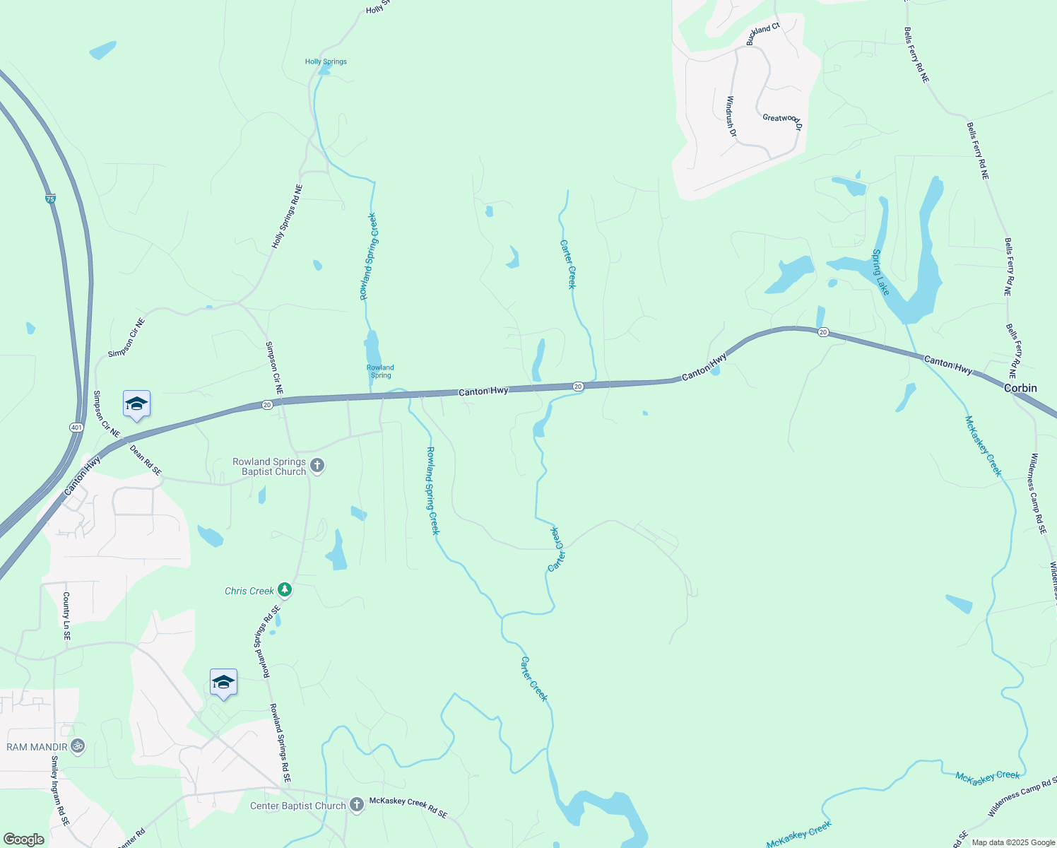 map of restaurants, bars, coffee shops, grocery stores, and more near 5894 Georgia 20 in Cartersville