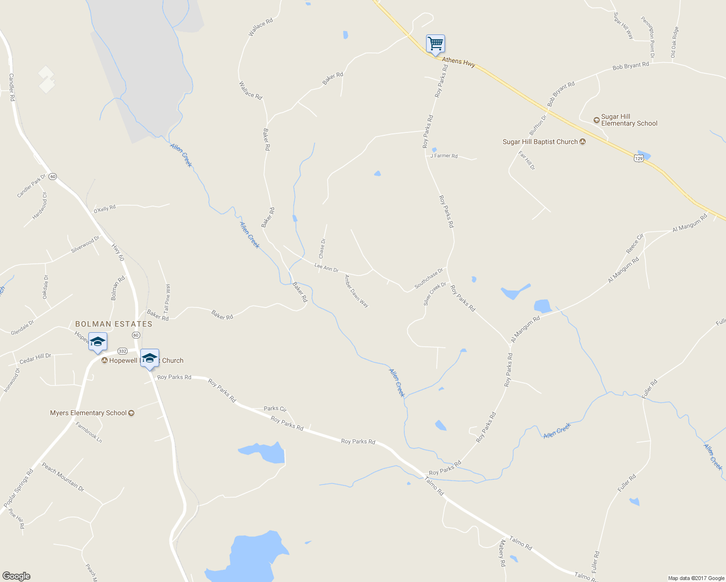 map of restaurants, bars, coffee shops, grocery stores, and more near 3735 Amber Dawn Way in Gainesville