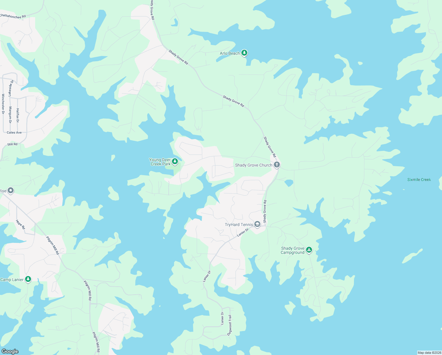 map of restaurants, bars, coffee shops, grocery stores, and more near 7350 Pine Valley Road in Cumming