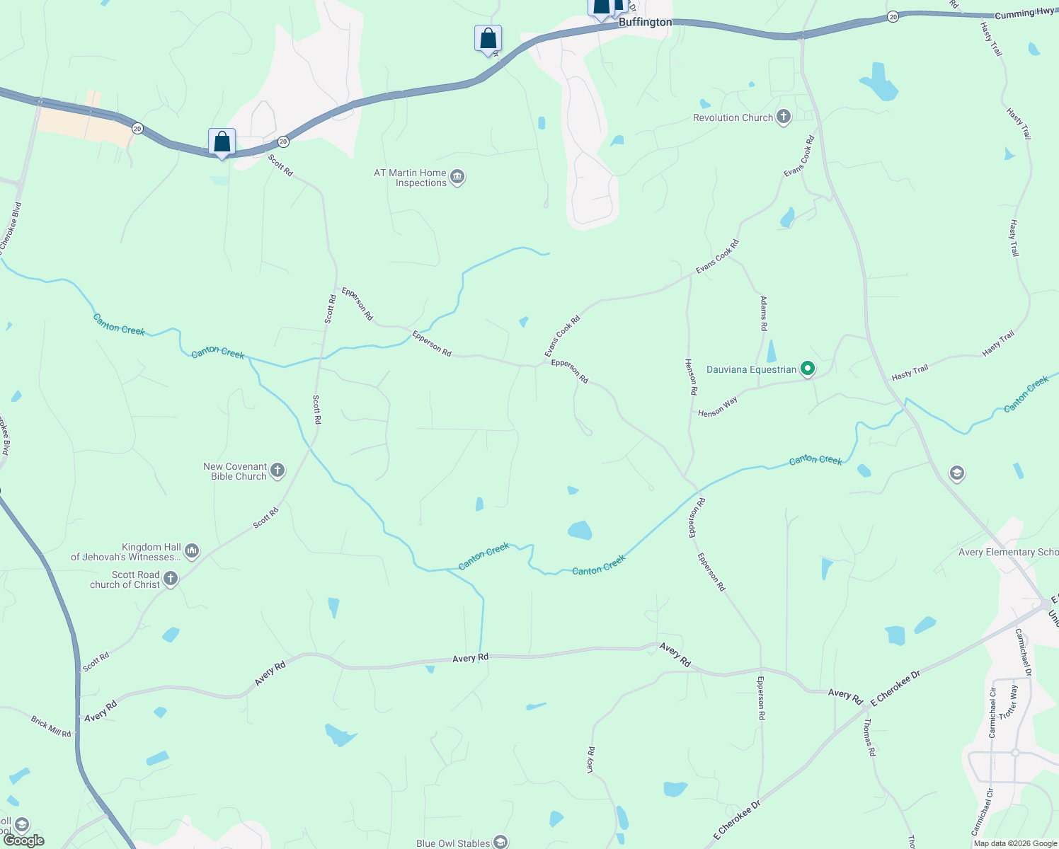 map of restaurants, bars, coffee shops, grocery stores, and more near 219 Oak Forest Drive in Canton