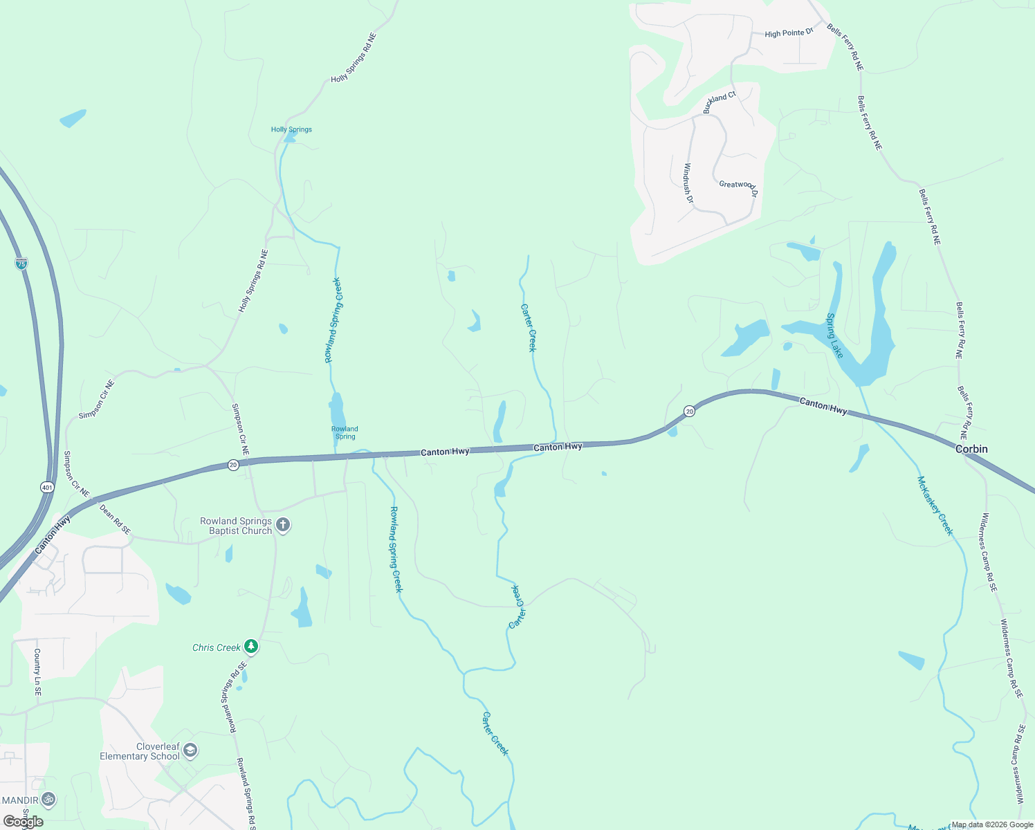 map of restaurants, bars, coffee shops, grocery stores, and more near 34 Eagles View Drive Northeast in Cartersville