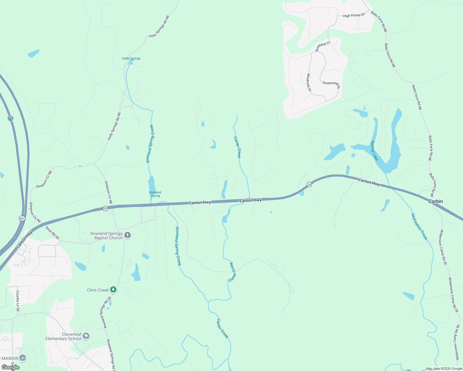 map of restaurants, bars, coffee shops, grocery stores, and more near 34 Eagles View Drive Northeast in Cartersville