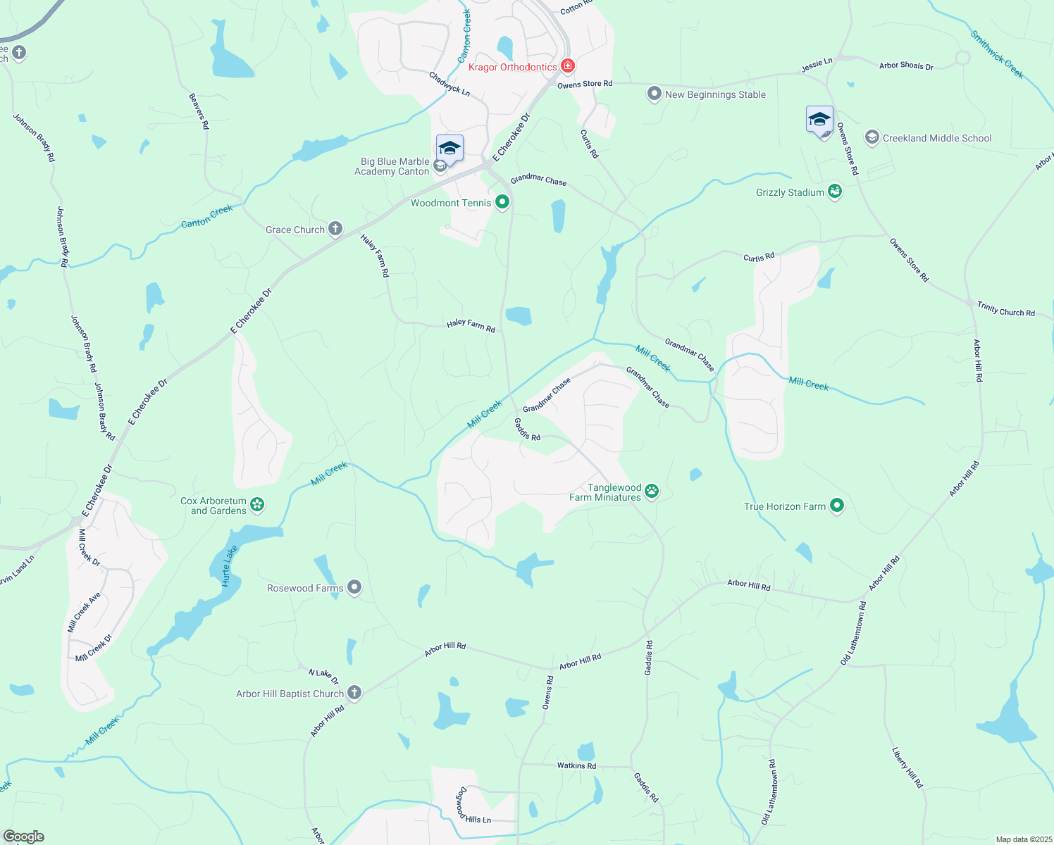 map of restaurants, bars, coffee shops, grocery stores, and more near 2124 Gaddis Road in Canton