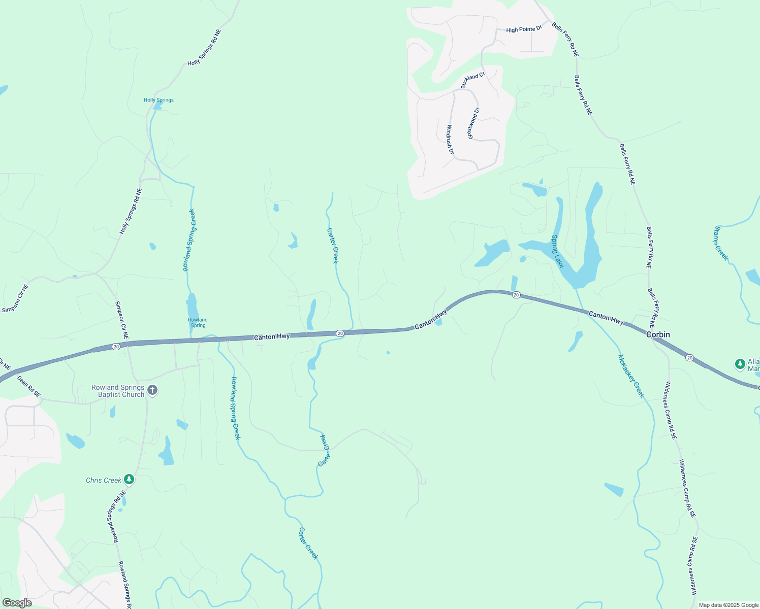 map of restaurants, bars, coffee shops, grocery stores, and more near 12 Isabella Court in Cartersville