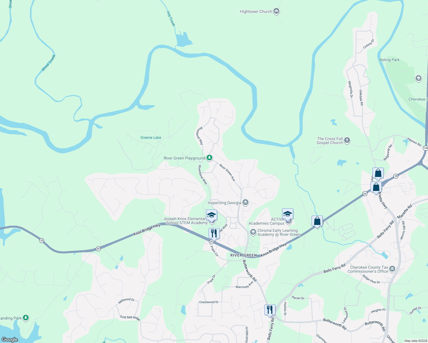 map of restaurants, bars, coffee shops, grocery stores, and more near 109 Racquet Dr in Canton