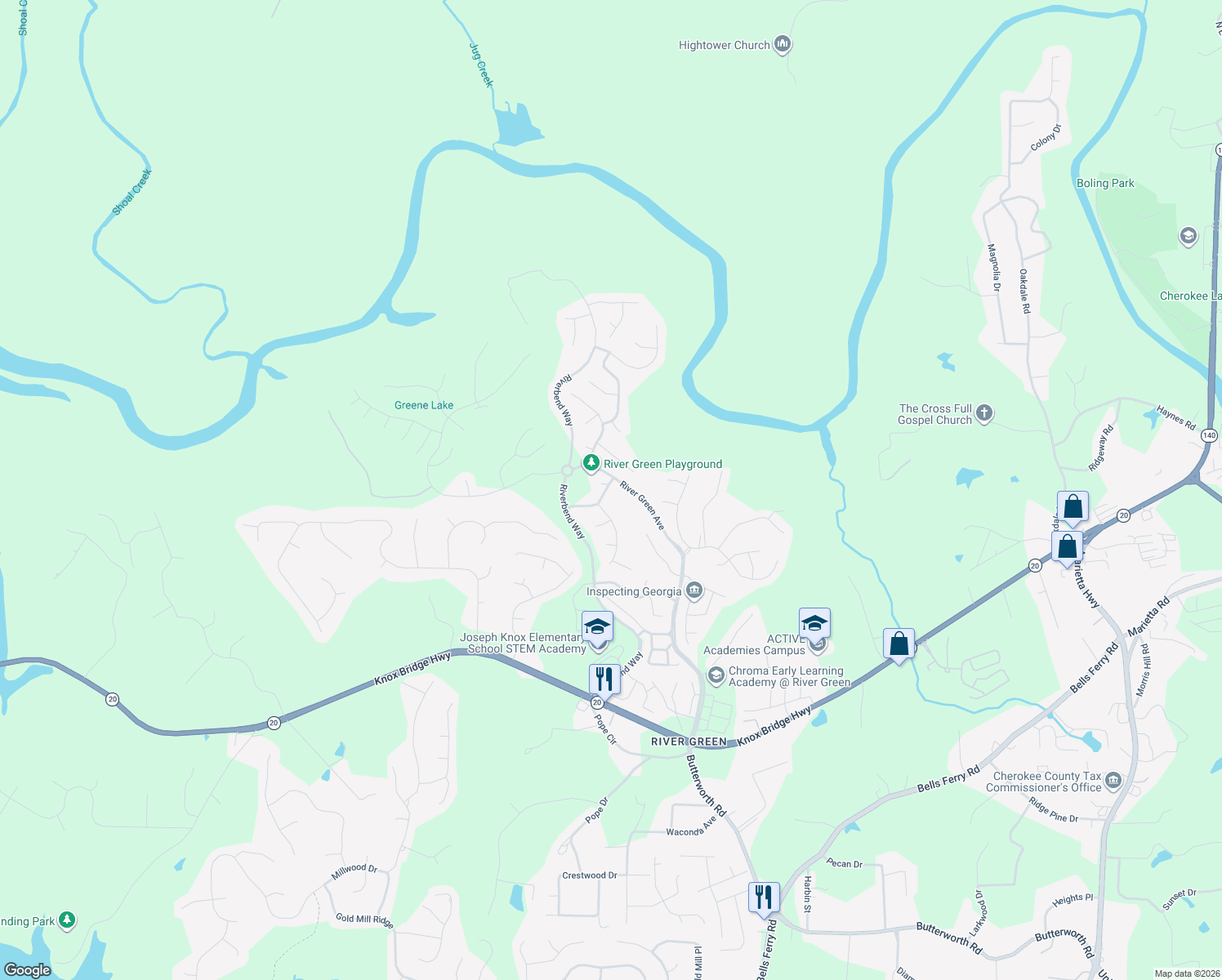 map of restaurants, bars, coffee shops, grocery stores, and more near 103 Racquet Dr in Canton