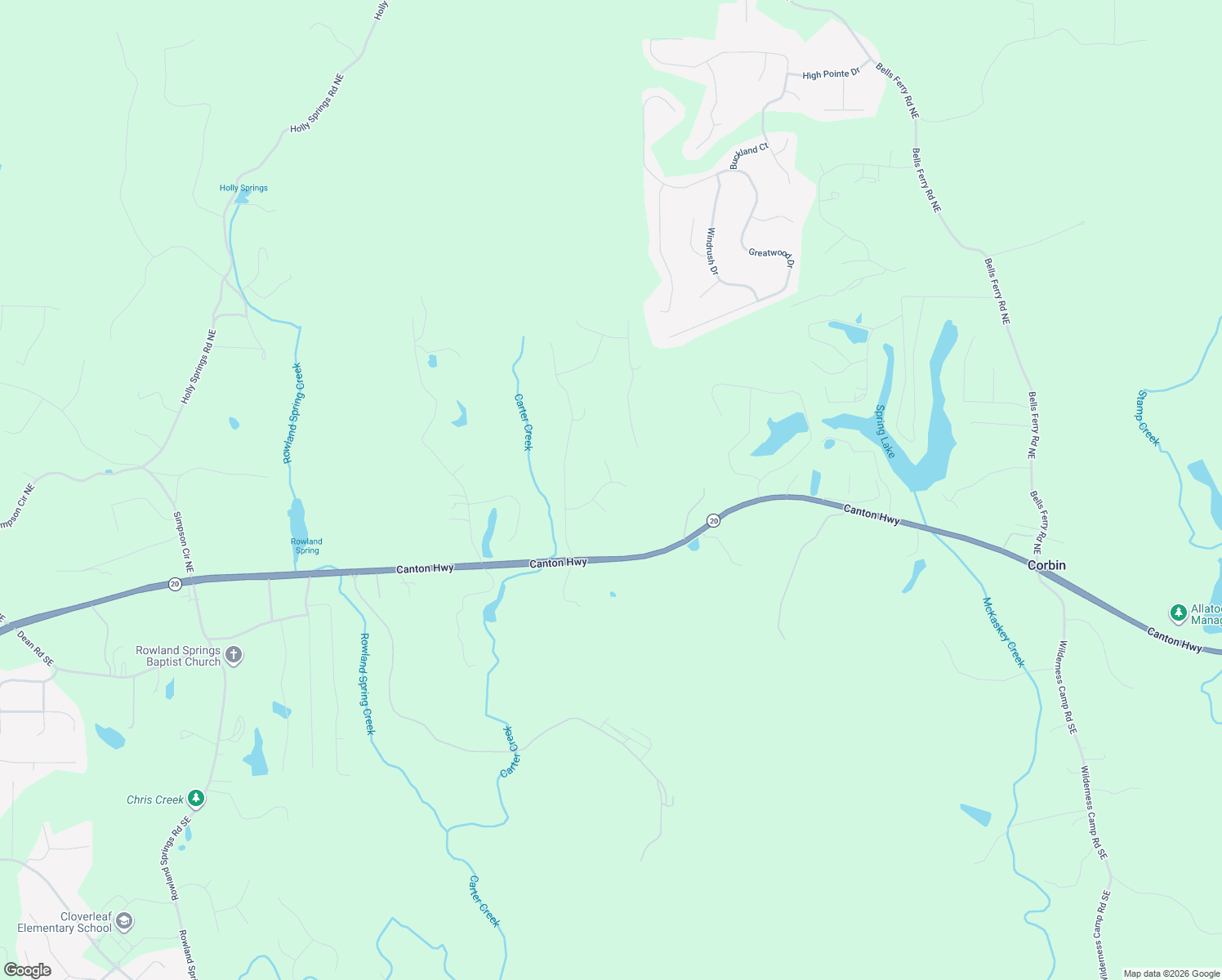 map of restaurants, bars, coffee shops, grocery stores, and more near 24 Aaron Lane in Cartersville