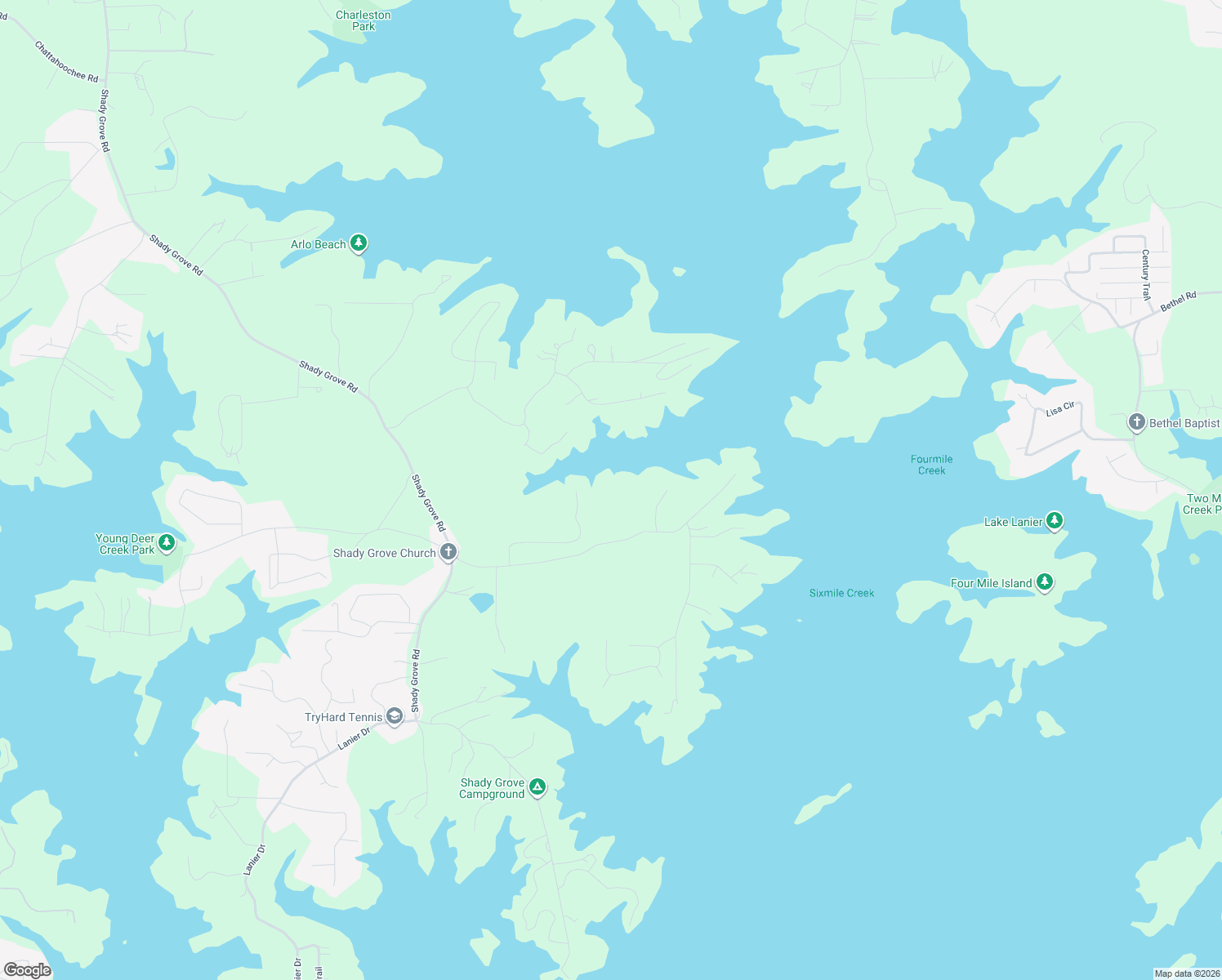 map of restaurants, bars, coffee shops, grocery stores, and more near 7223 Flowery Branch Road in Cumming