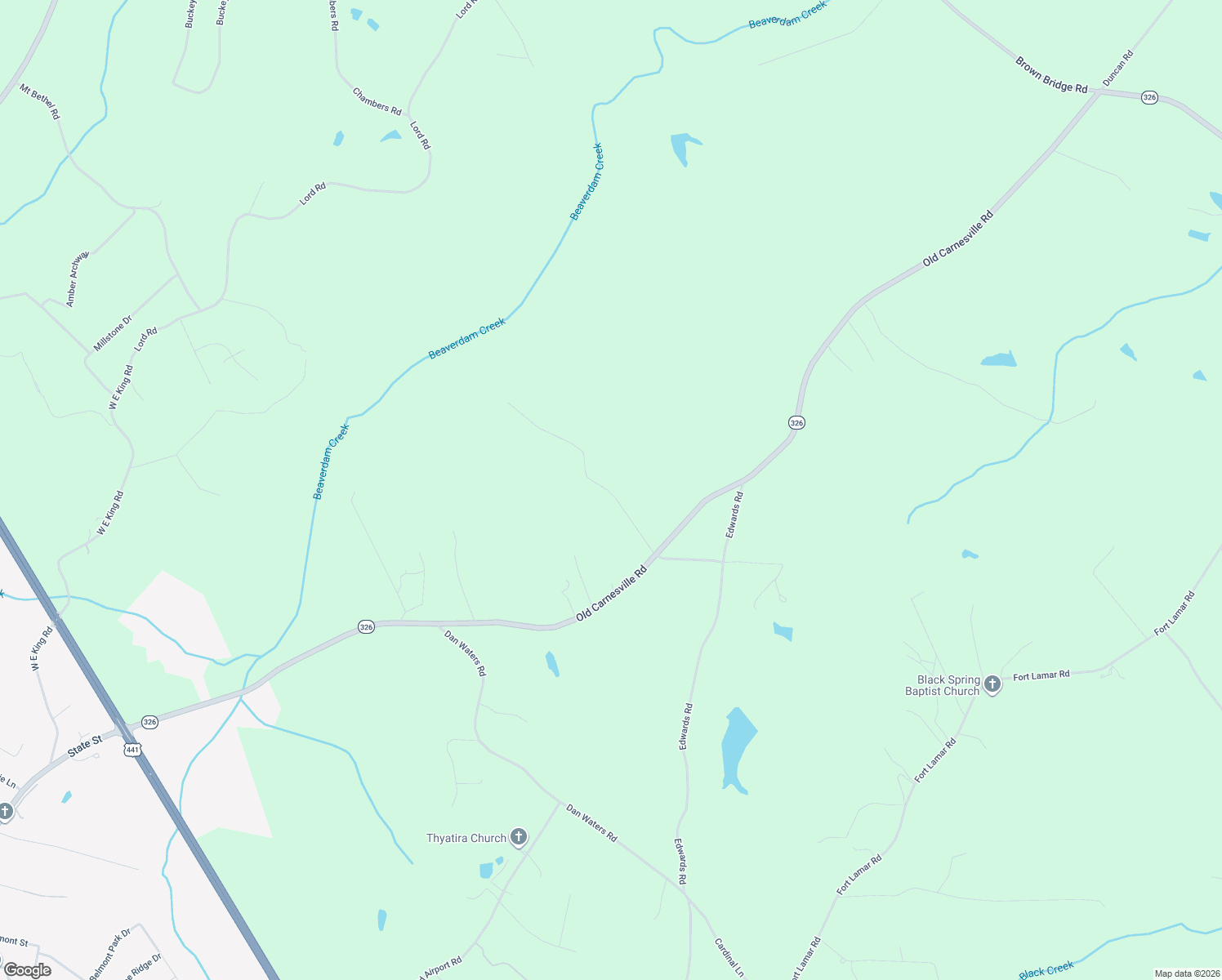 map of restaurants, bars, coffee shops, grocery stores, and more near 141-395 Rucker Road in Commerce