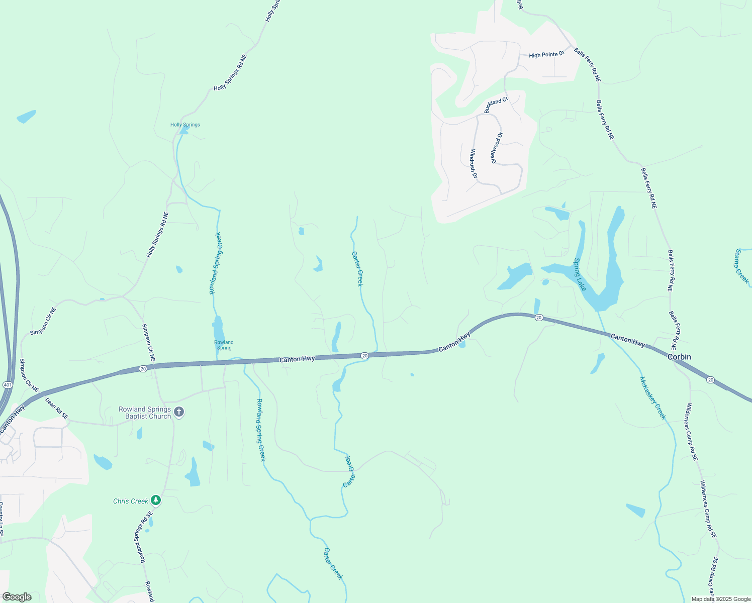 map of restaurants, bars, coffee shops, grocery stores, and more near 29 Roberson Drive in Cartersville