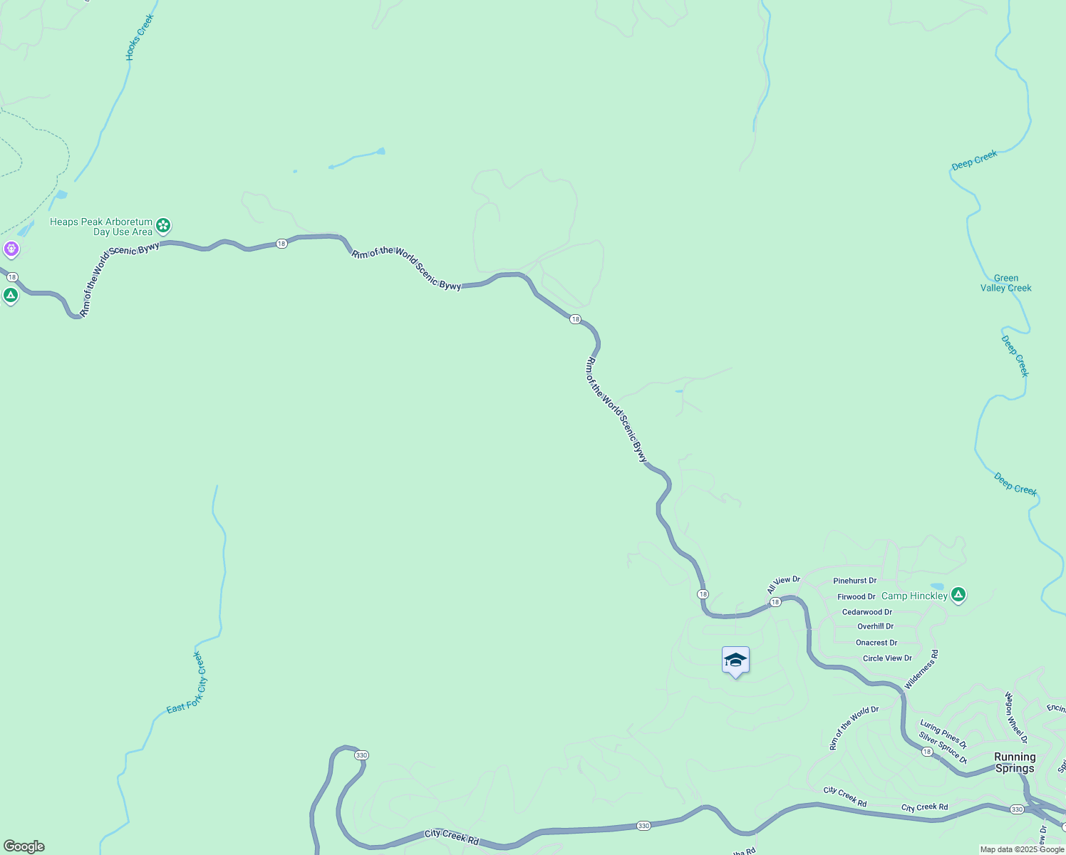 map of restaurants, bars, coffee shops, grocery stores, and more near in Running Springs