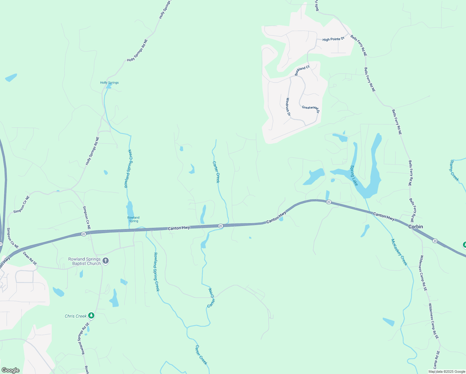 map of restaurants, bars, coffee shops, grocery stores, and more near 64 Roberson Drive in Cartersville