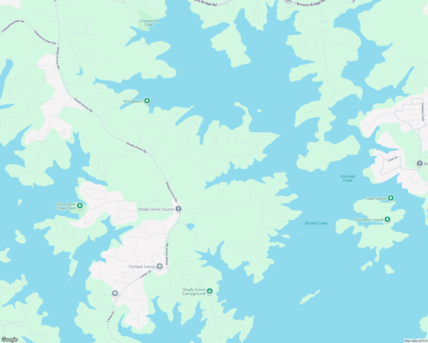 map of restaurants, bars, coffee shops, grocery stores, and more near 6799 Bragg Road in Cumming