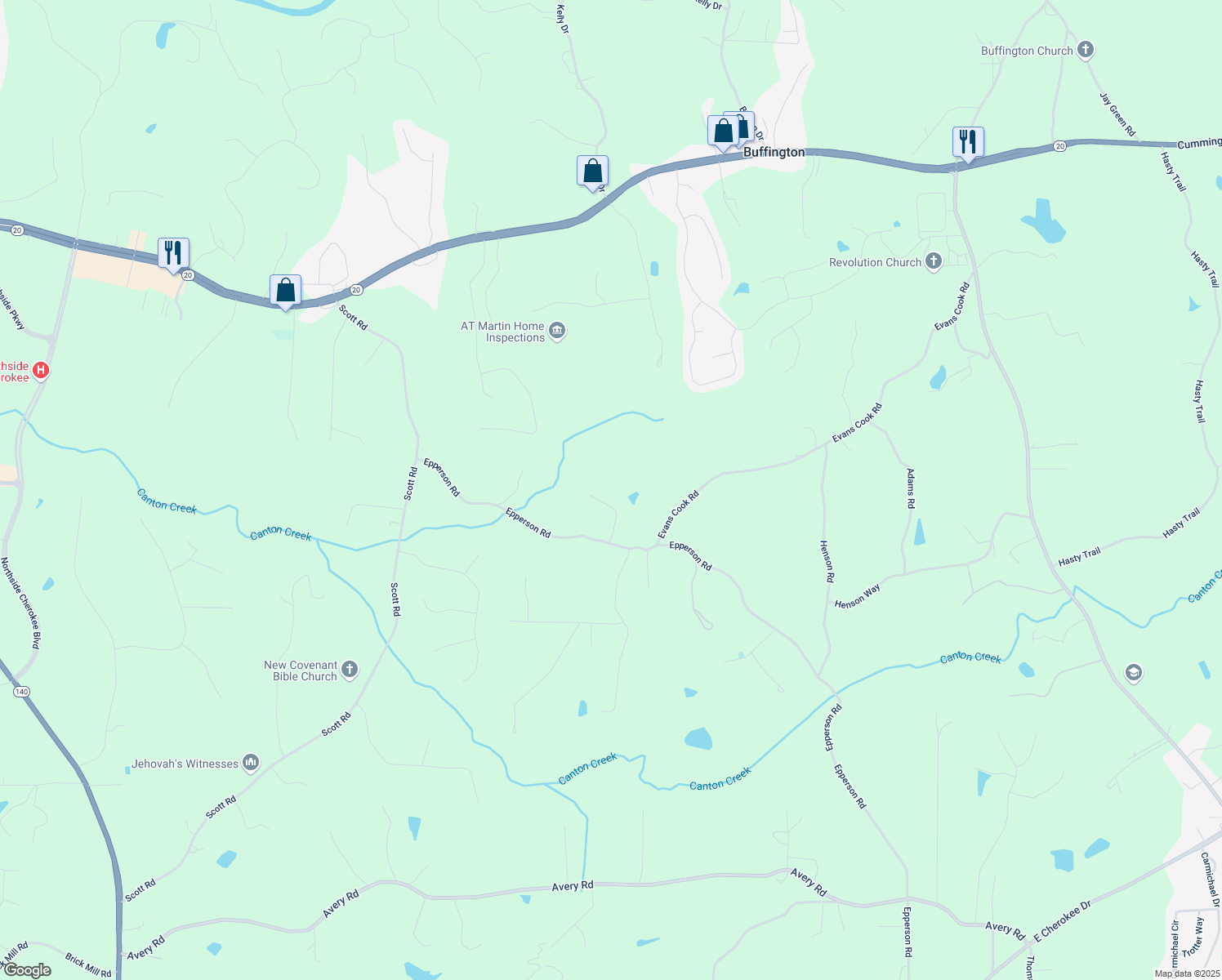 map of restaurants, bars, coffee shops, grocery stores, and more near 106 Belmont Drive in Canton