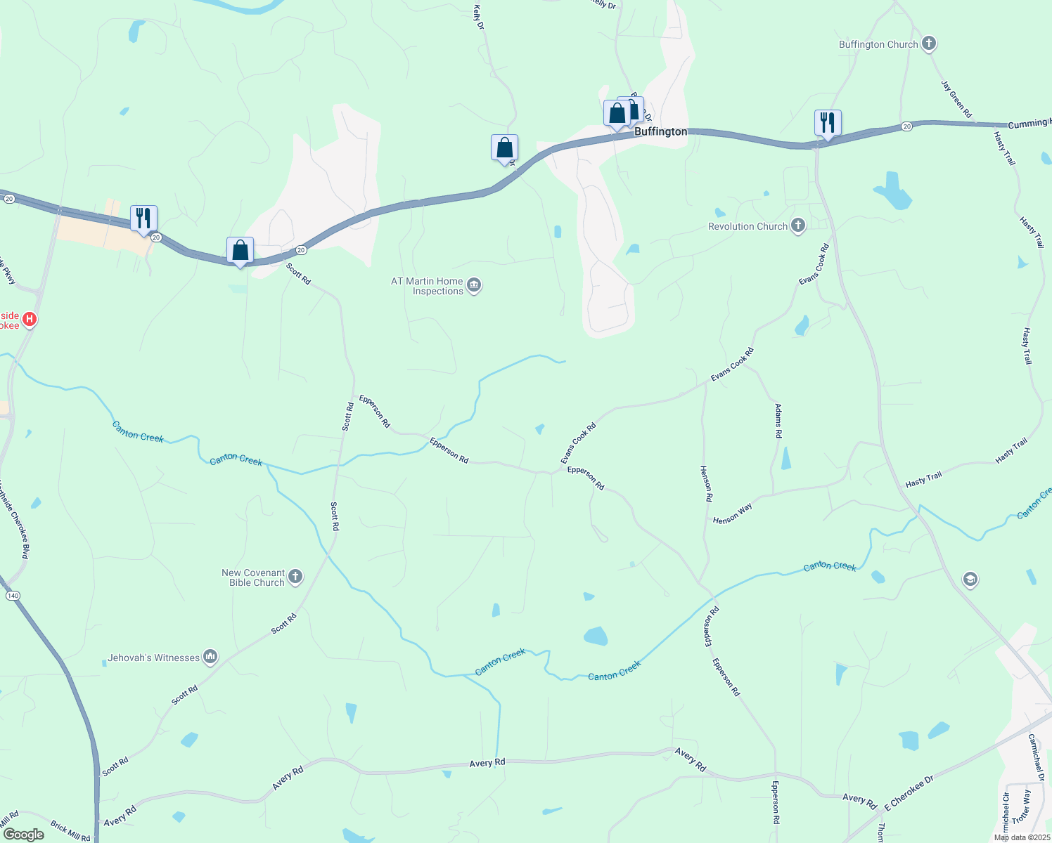 map of restaurants, bars, coffee shops, grocery stores, and more near 106 Belmont Drive in Canton