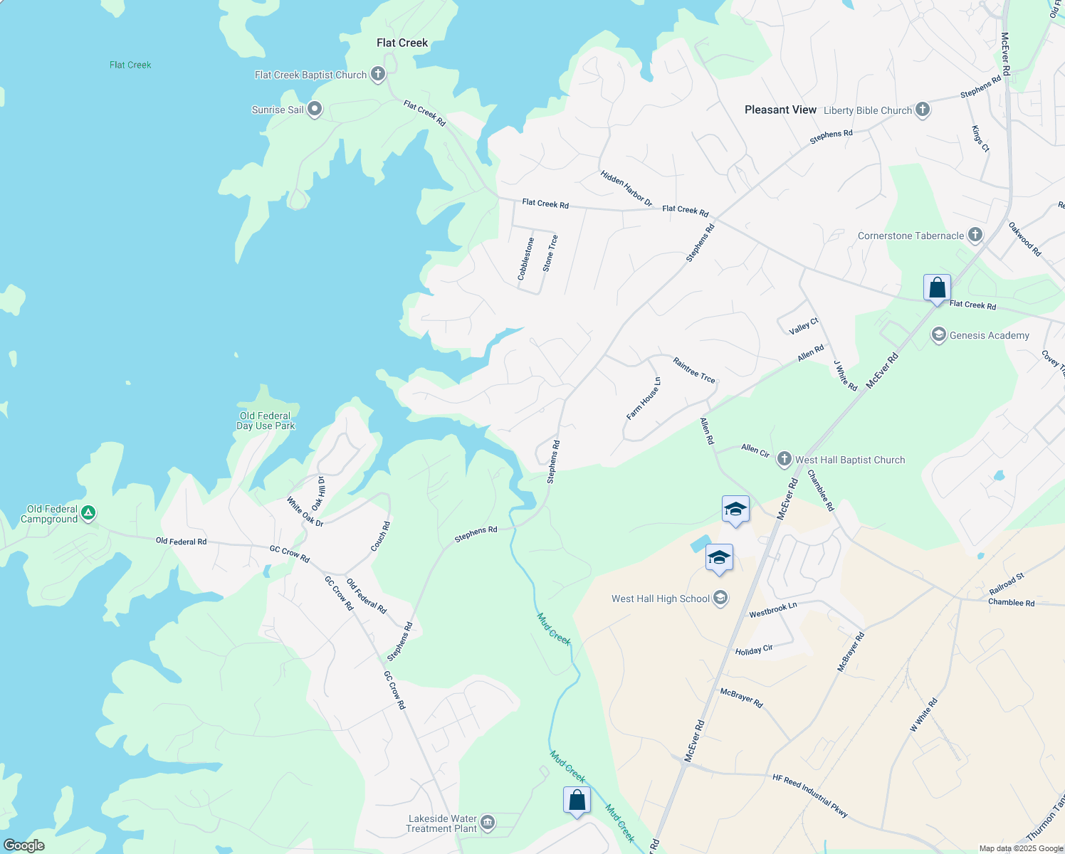 map of restaurants, bars, coffee shops, grocery stores, and more near 5545 Our Road in Oakwood