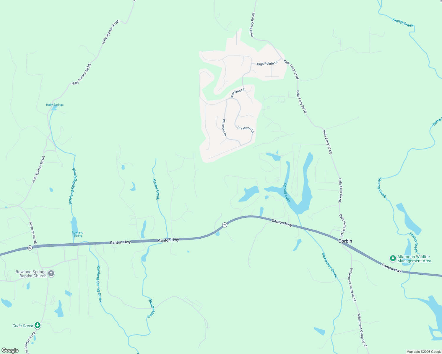 map of restaurants, bars, coffee shops, grocery stores, and more near 62 Timberlake Cove Northeast in Cartersville