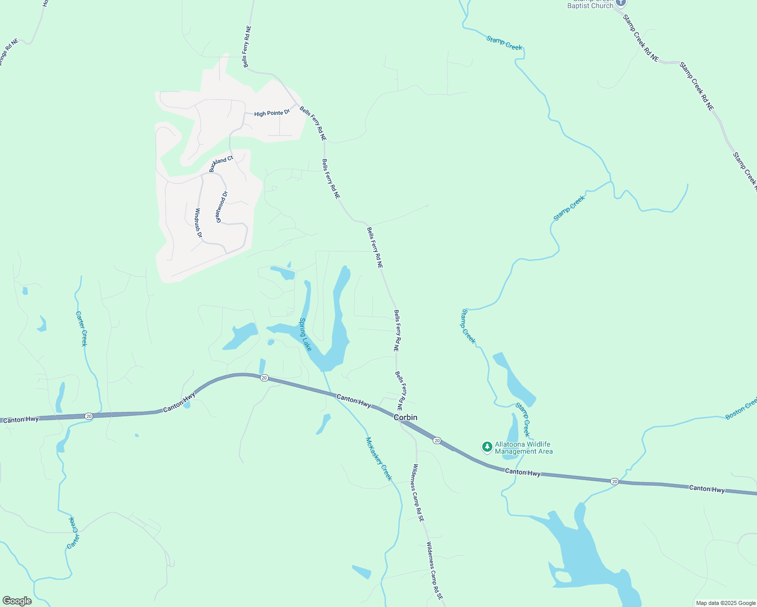 map of restaurants, bars, coffee shops, grocery stores, and more near 109 Bells Ferry Road Northeast in White