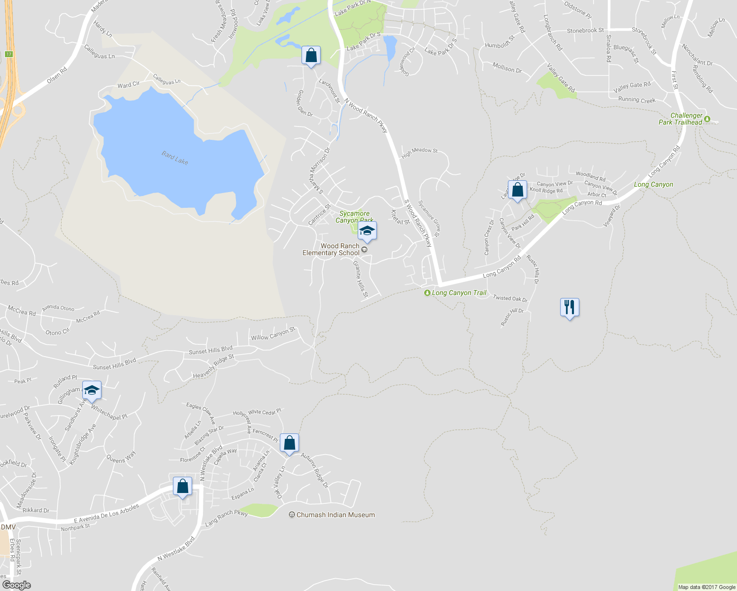map of restaurants, bars, coffee shops, grocery stores, and more near 437 Sun Bonnet Street in Simi Valley