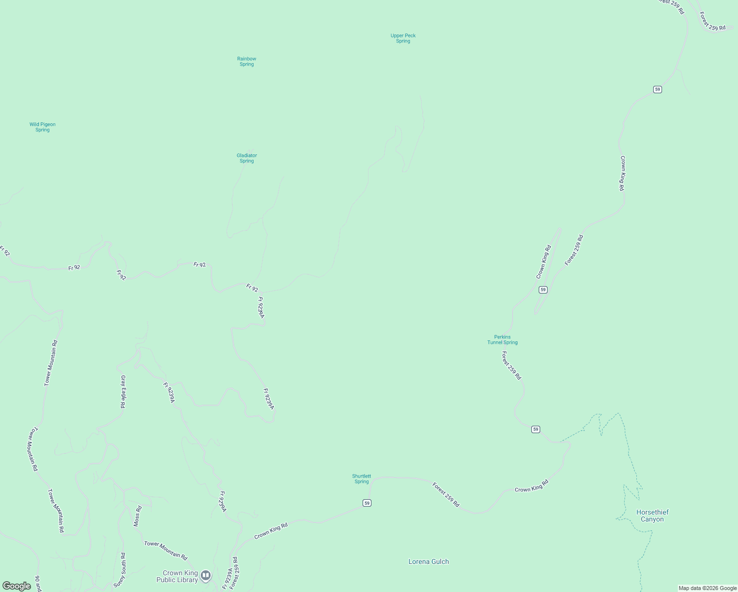 map of restaurants, bars, coffee shops, grocery stores, and more near Lincoln Ridge Road in Crown King