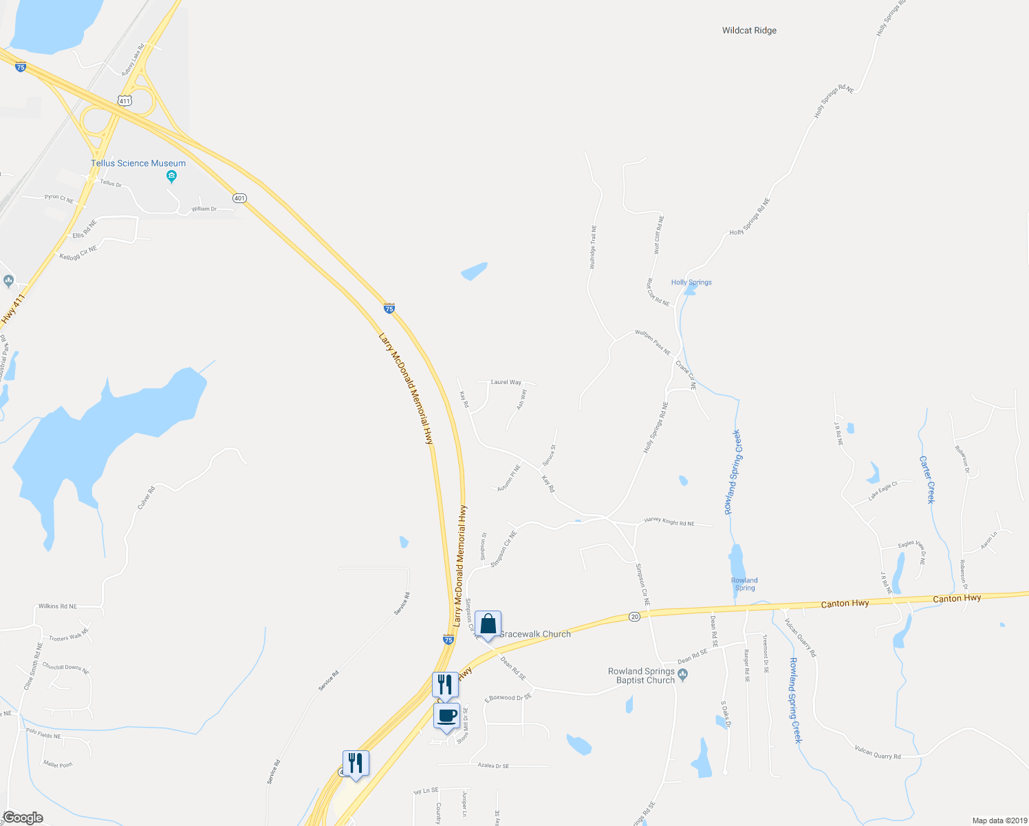 map of restaurants, bars, coffee shops, grocery stores, and more near 23 Ash Way in White