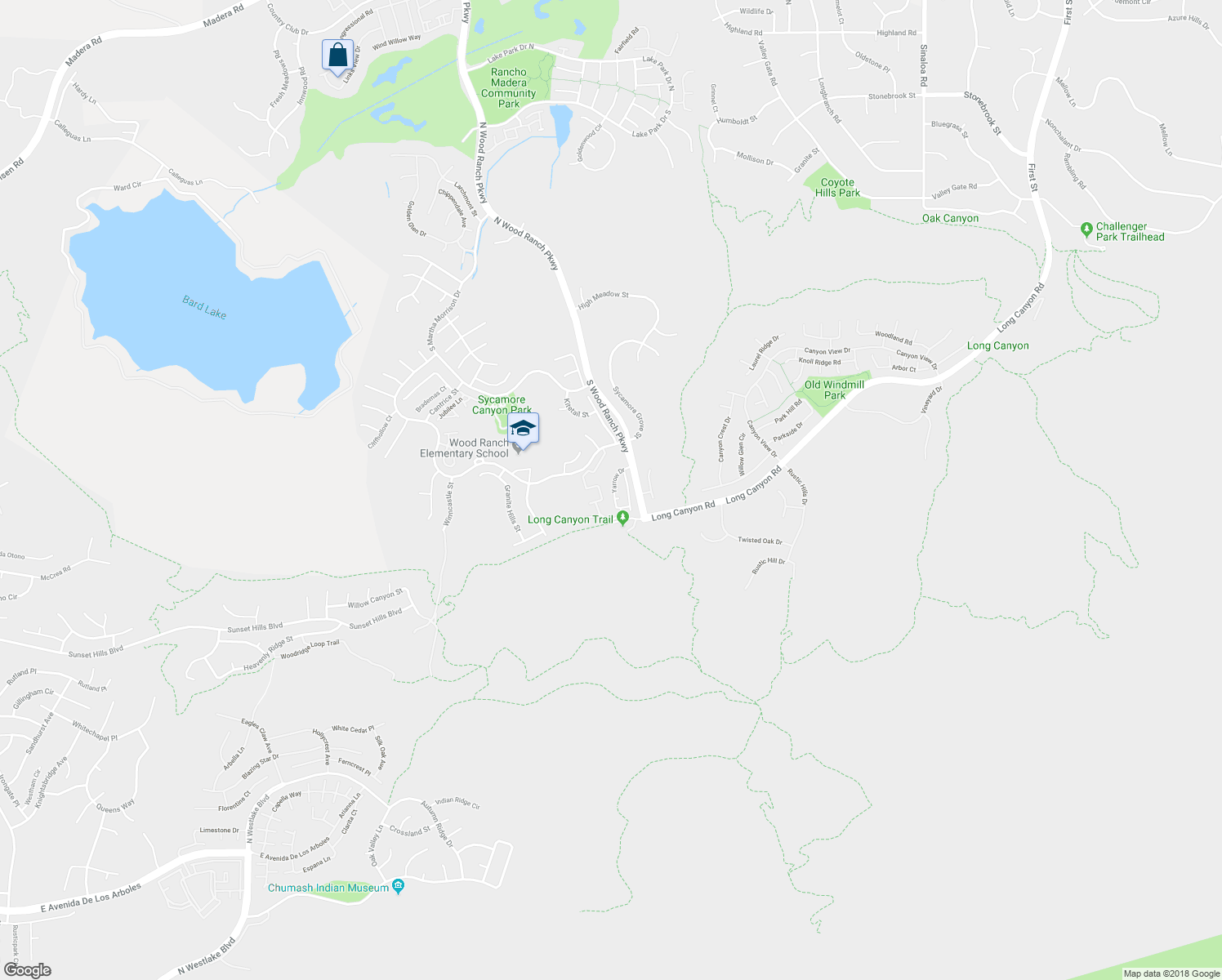 map of restaurants, bars, coffee shops, grocery stores, and more near 545 Yarrow Drive in Simi Valley