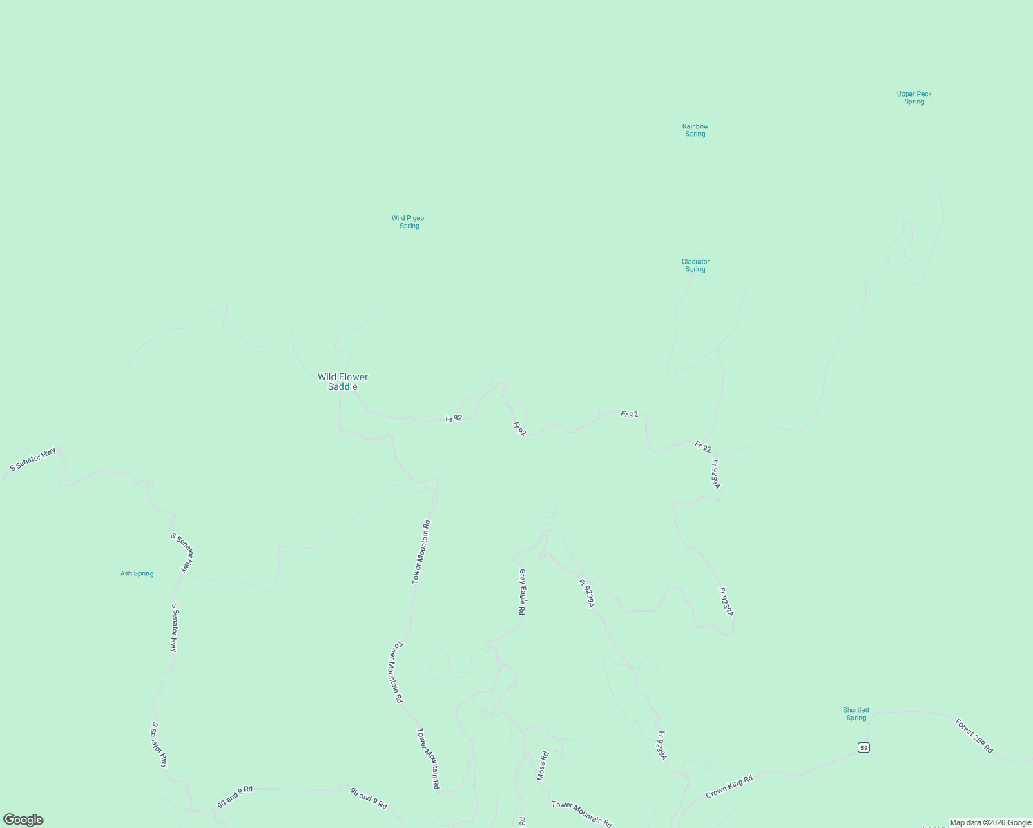 map of restaurants, bars, coffee shops, grocery stores, and more near Fr 92 in Crown King