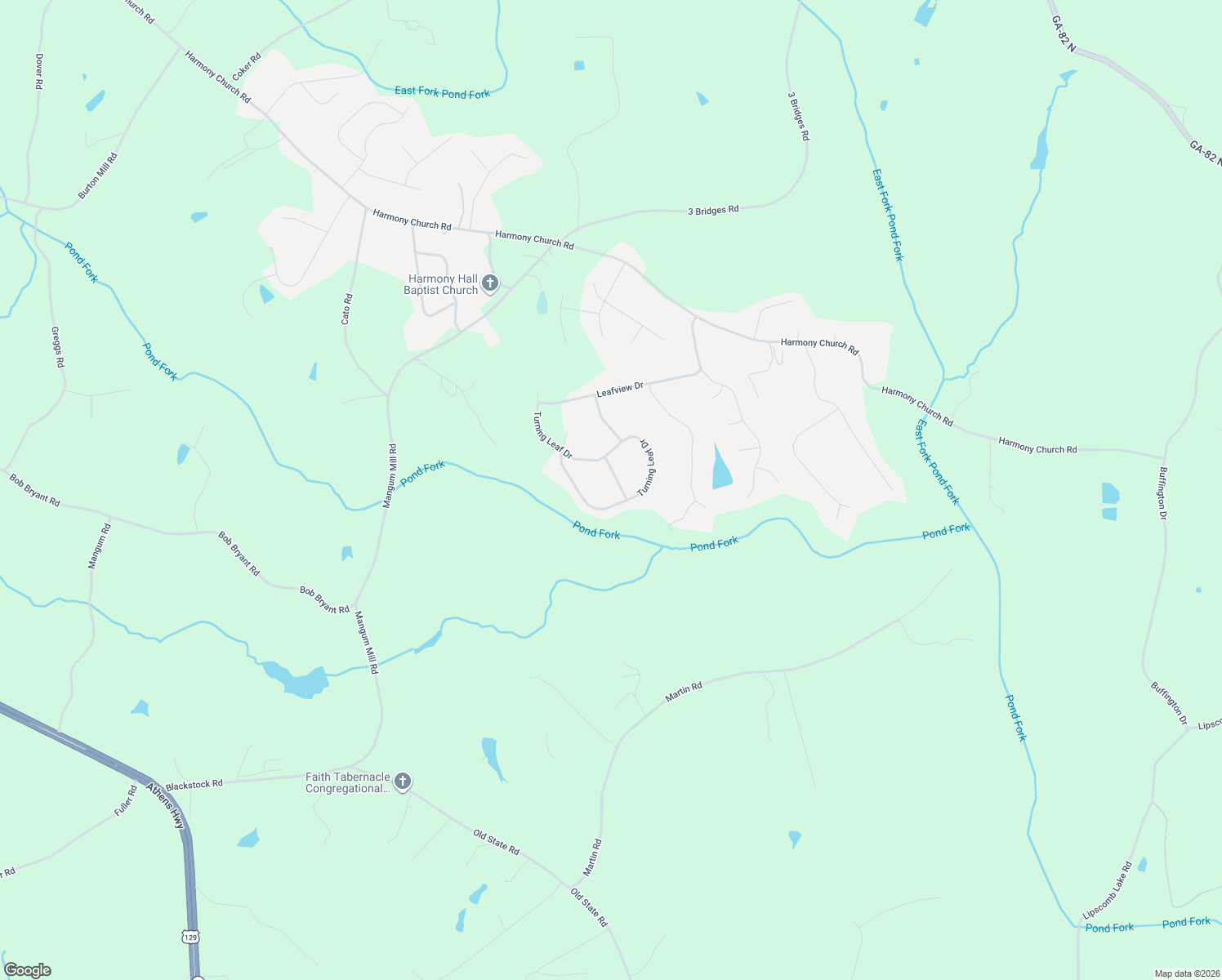 map of restaurants, bars, coffee shops, grocery stores, and more near 4652 Autumn Leaf Way in Gillsville