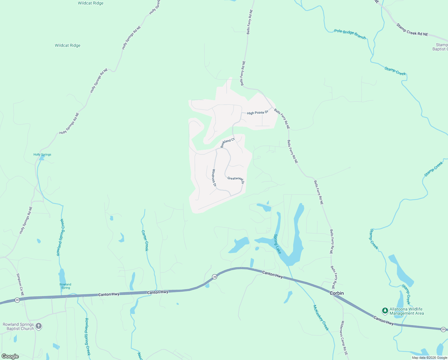map of restaurants, bars, coffee shops, grocery stores, and more near 102 Greatwood Drive in White