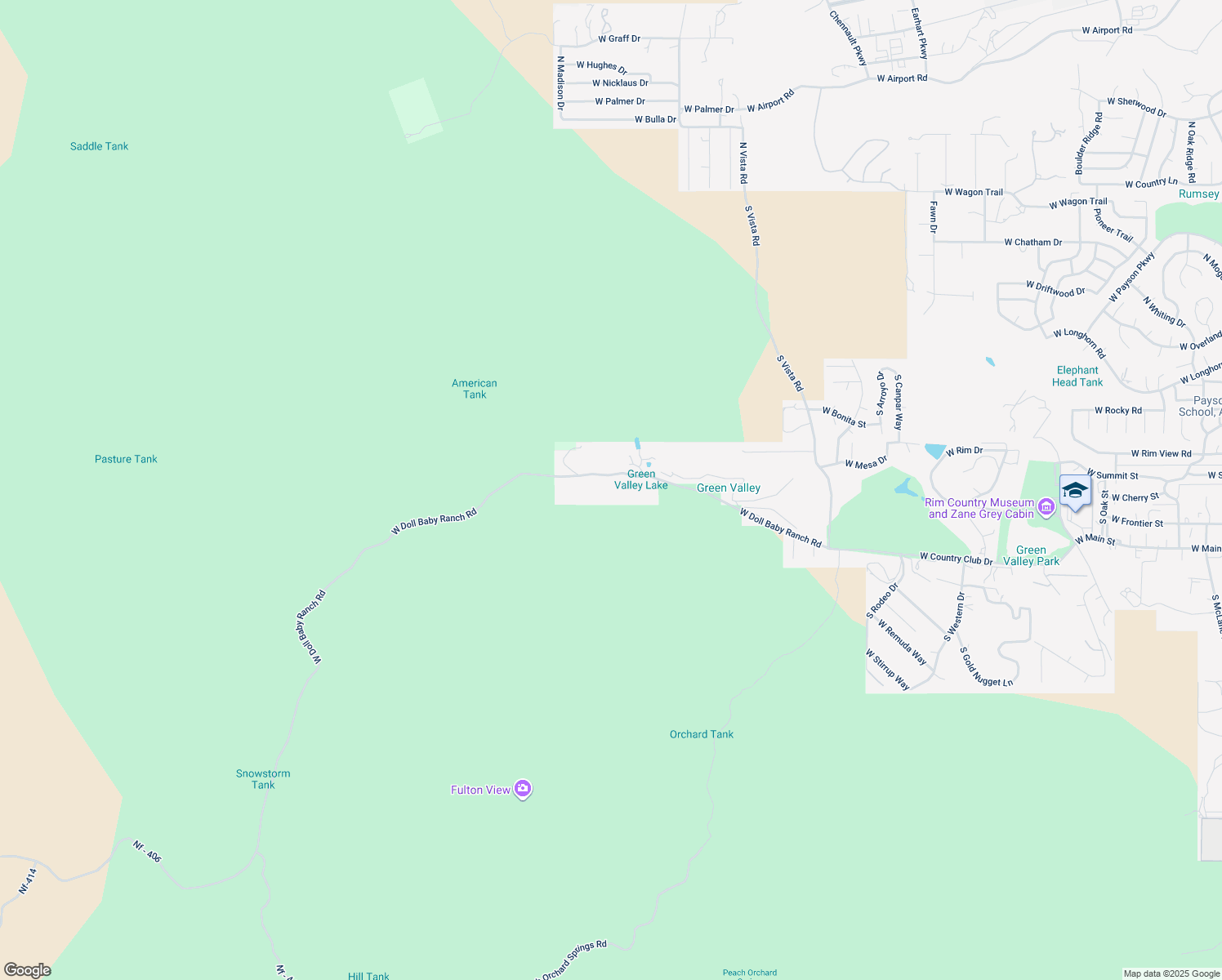 map of restaurants, bars, coffee shops, grocery stores, and more near 2001 West Doll Baby Ranch Road in Payson