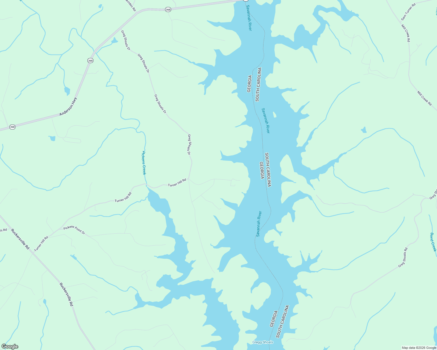 map of restaurants, bars, coffee shops, grocery stores, and more near Greg Shoals Drive in Elberton