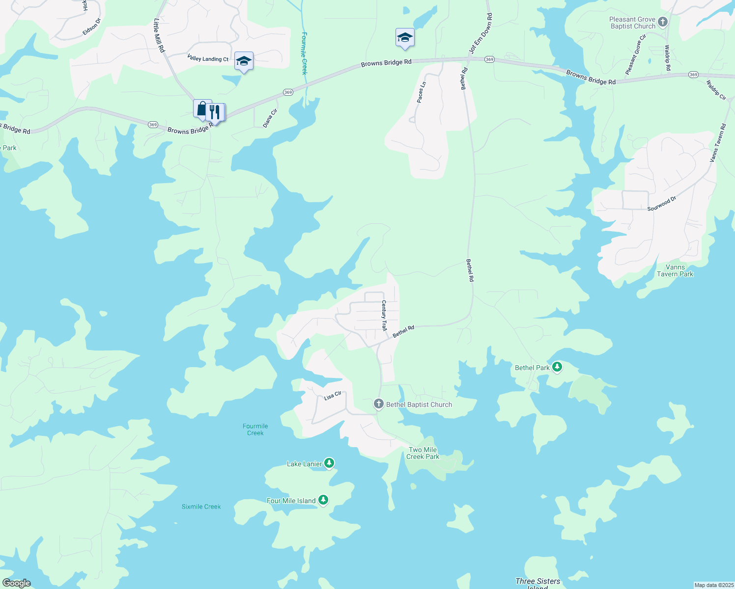 map of restaurants, bars, coffee shops, grocery stores, and more near 9240 Nova Drive in Gainesville