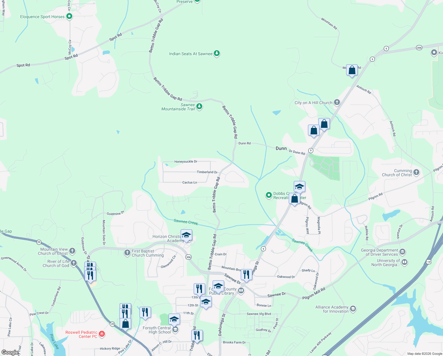 map of restaurants, bars, coffee shops, grocery stores, and more near 1920 Golden Ridge Cir in Cumming