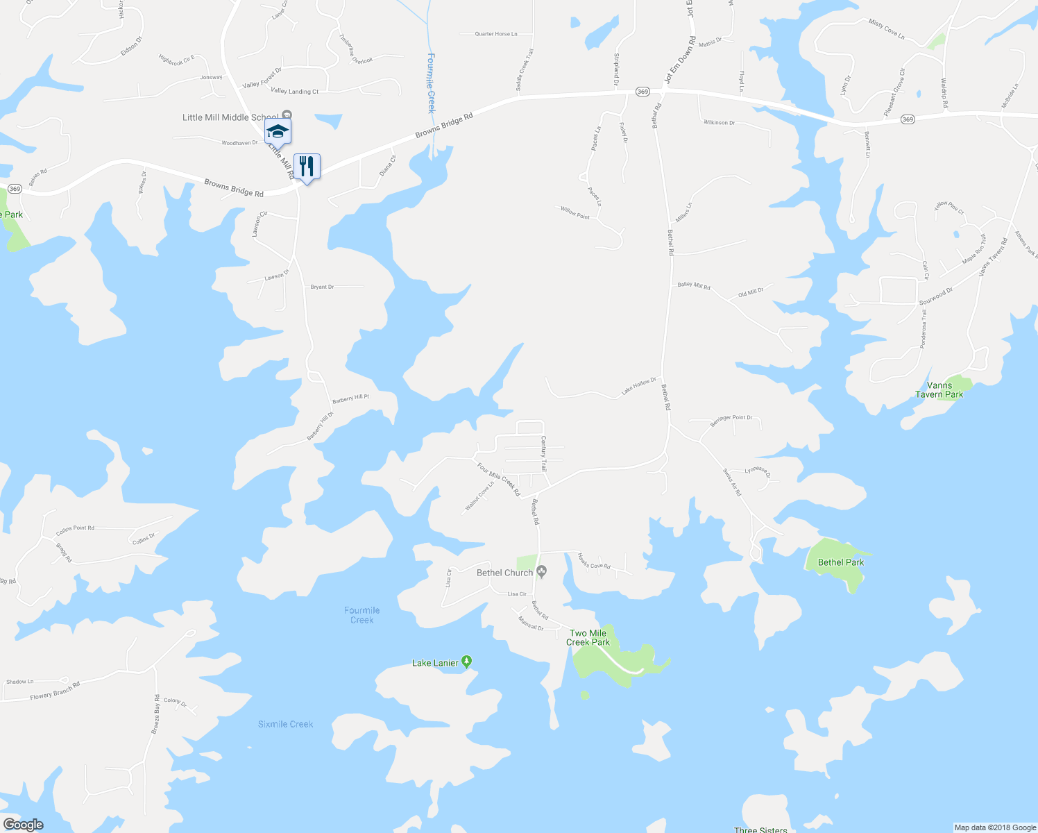 map of restaurants, bars, coffee shops, grocery stores, and more near 9280 Impala Street in Gainesville