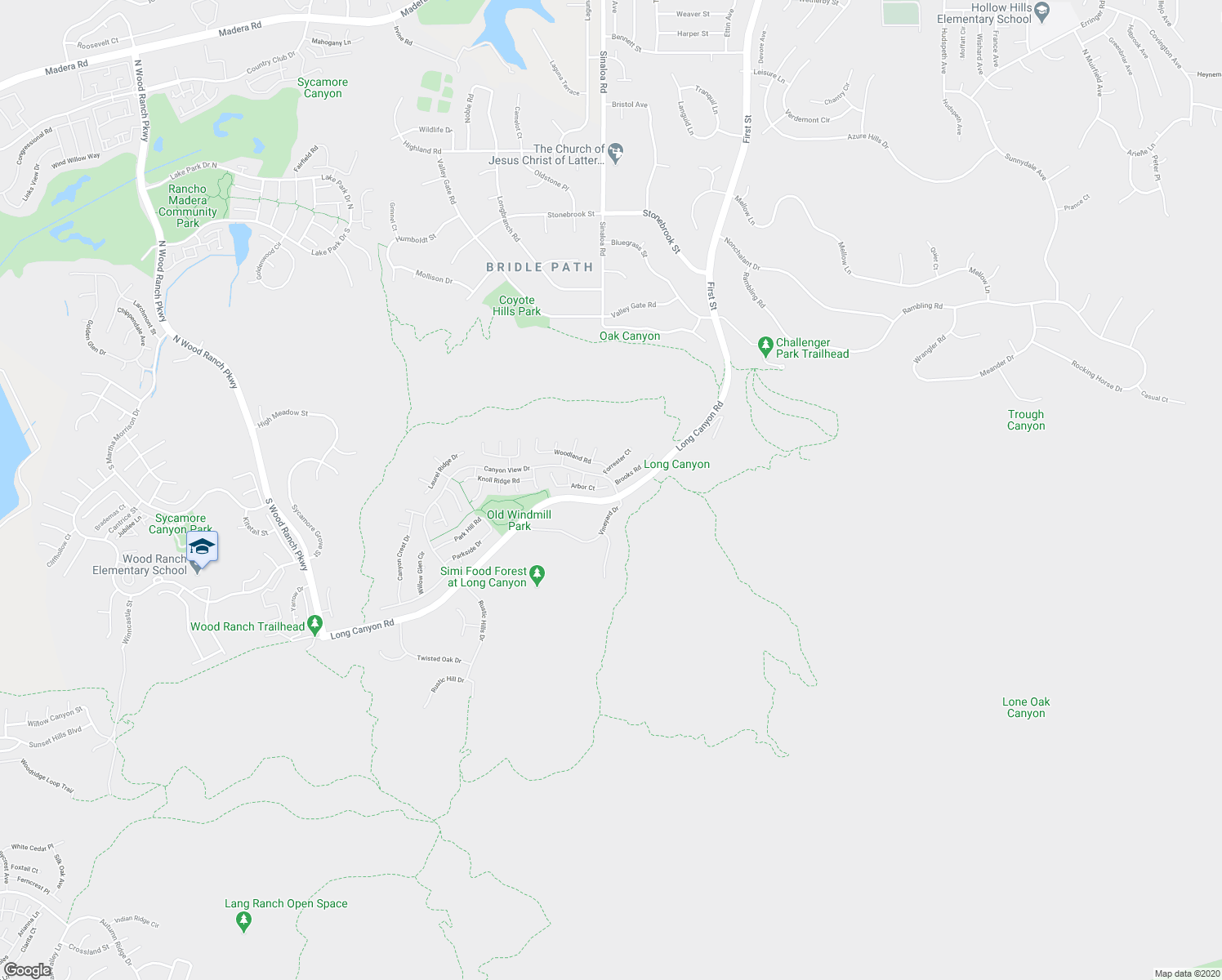 map of restaurants, bars, coffee shops, grocery stores, and more near 542 Arbor Court in Simi Valley