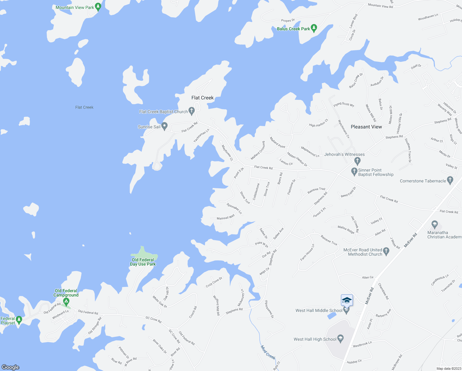 map of restaurants, bars, coffee shops, grocery stores, and more near 5400 Point South Drive in Gainesville