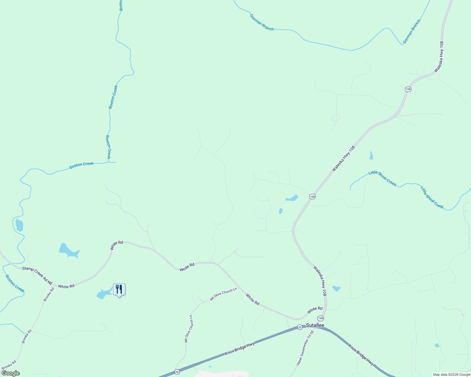 map of restaurants, bars, coffee shops, grocery stores, and more near 648 Sutallee Ridge Trail Northeast in White