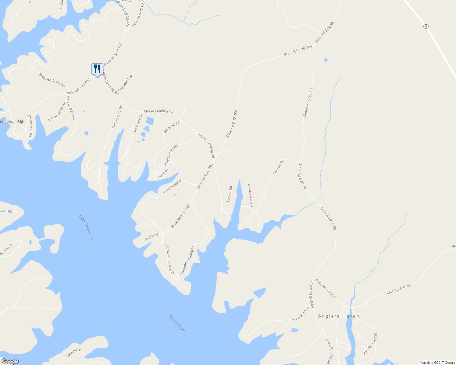 map of restaurants, bars, coffee shops, grocery stores, and more near 233 Red Devil Road in Cross Hill